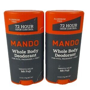 Lot Of 2 Mando Whole Body Deodorant Mt Fuji 2.6 OZ Smooth Solid 72 Hour Control